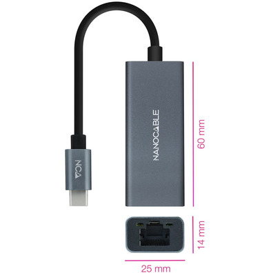 Placa USB-C a RJ45 Nanocable 10.03.0406 1000 Mbps