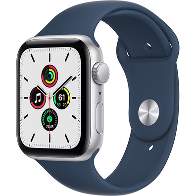 Apple Watch SE 2021 GPS 44 mm Caja de Aluminio en Plata / Correa Deportiva Azul Abismo