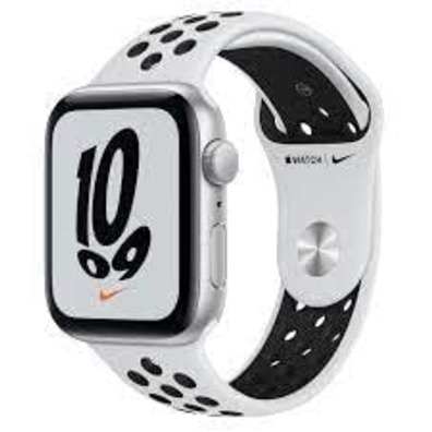 Apple Watch SE Nike GPS 44 mm Caja de Aluminio en Plata / Correa Deportiva Nike Platino Negro