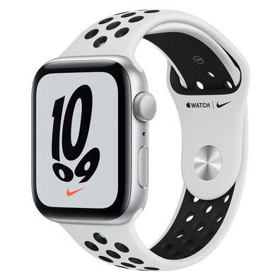 Apple Watch SE Nike GPS 44 mm Caja de Aluminio en Plata / Correa Deportiva Nike Platino Negro