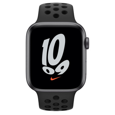 Apple Watch SE Nike GPS 44mm Caja Aluminio Gris Cinza / Correa Deportiva Nike Antracita Negro