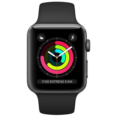 Apple Watch Series 3 38mm GPS Aluminio / Gris Meia con correa deportiva Negra MTF02QL/A