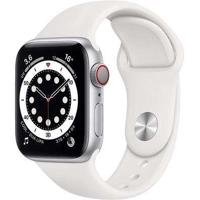 Apple Watch Series 6 GPS/Cellular 40mm Caja de Aluminio en Plata / Correa Deportiva Blanca