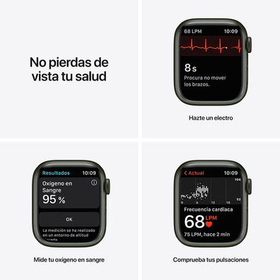 Apple Watch Series 7 GPS 41 mm Caja Aluminio en Verde / Correa deportiva Verde Trebol