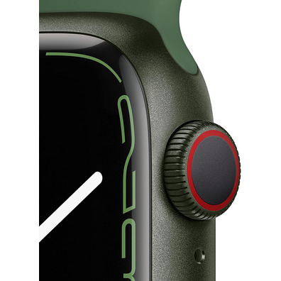 Apple Watch Series 7 GPS/Cellular 41 mm Caja de Aluminio en Verde / Correa deportiva Verde Trebol