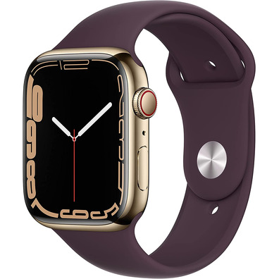 Apple Watch Series 7 GPS/Cellular 45 mm Caja Acero Oro / Correa deportiva Cereza Oscuro