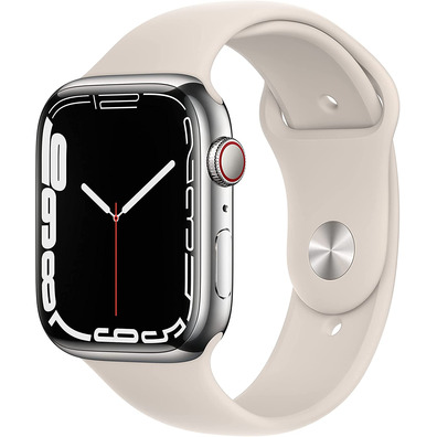 Apple Watch Series 7 GPS/Cellular 45 mm Caja de Acero Correa Deportiva Blanco Estrella