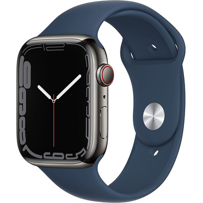 Apple Watch Series 7 GPS/Cellular 45 mm Caja de Acero Grafito / Correa deportiva Azul abismo