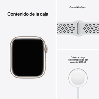 Apple Watch Series 7 Nike GPS/Cellular 45 mm Caja de Aluminio en Plata / Correa Deportiva Nike