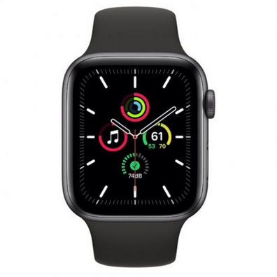 Apple Watch SE GPS 44 MM Gris Meia con correa Negra Sport MYDT2TY/A