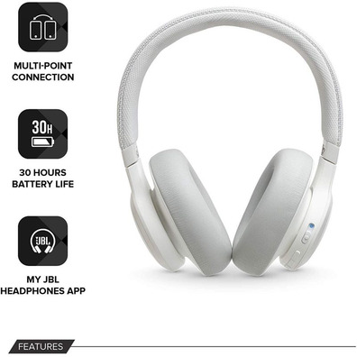 Auriculares Bluetooth JBL Live 650BTNC Branco