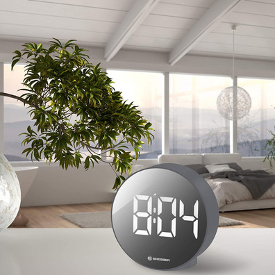 Bresser Reloj Despertador Mytime Eco FXR Gris