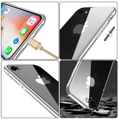 Magnetic Case with Tempered Glass Iphone 7/8 Preto