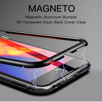 Magnetic Case with Tempered Glass Iphone 7/8 Preto