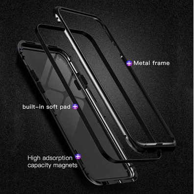 Magnetic Case with Tempered Glass Iphone 7/8 Vermelho