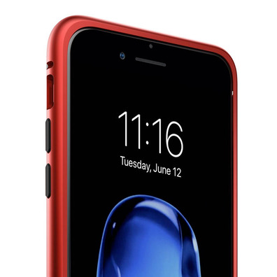 Magnetic Case with Tempered Glass Iphone 7/8 Vermelho