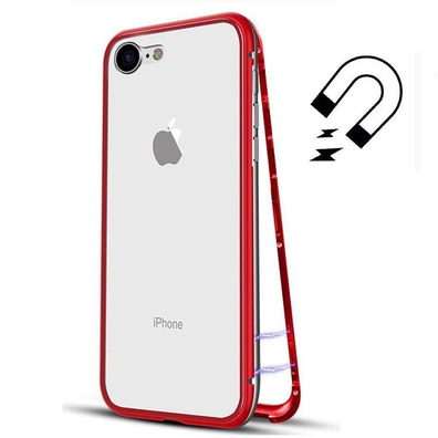 Magnetic Case with Tempered Glass Iphone 7/8 Vermelho