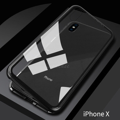 Magnetic Case with Tempered Glass iPhone X/XS Preto