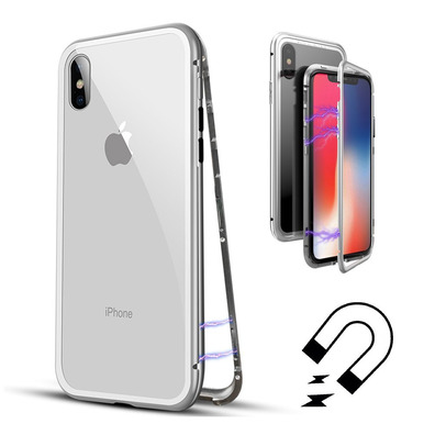 Magnetic Case with Tempered Glass iPhone X/XS Prata