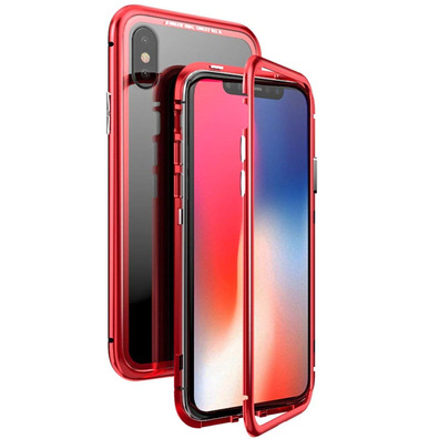 Magnetic Case with Tempered Glass iPhone X/XS Vermelho