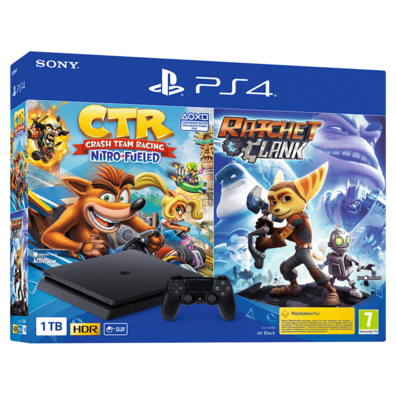 Console Playstation 4 Slim (1 TB)   Crash Team Racing Nitro Fueled   Ratchet & Clank