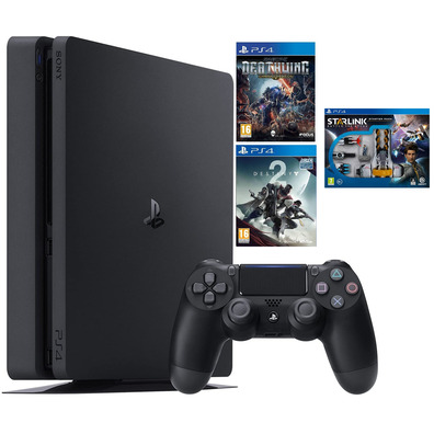 Consola Playstation 4 Slim (500GB) Negro + Destiny 2 + Espaço Hulk + Starlink