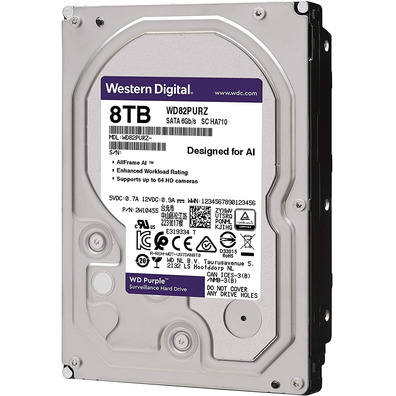 Disco Duro Western Digital WD Purple Surveillance 8TB 3,5 " SATA III 256MB