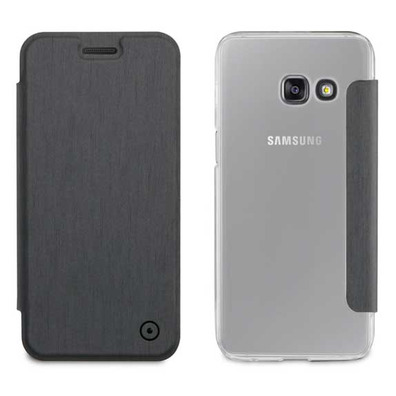 Funda Folio Gris parte Traseira Transparente Samsung Galaxy A3 2017 Muvit