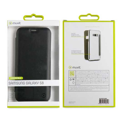 Folio Case Black with Transparent Back Cover Samsung Galaxy S8 (Plus) Muvit