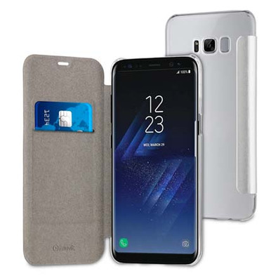 Folio Case Silver with Transparent Back Cover Samsung Galaxy S8 Muvit