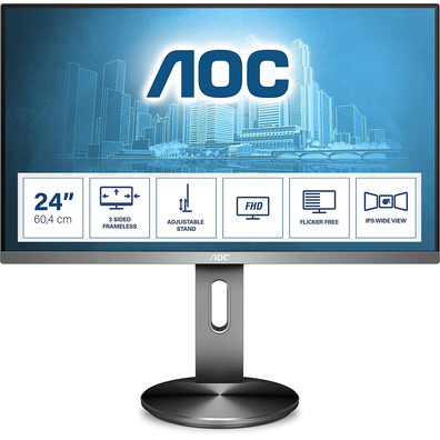 Monitor Profesional AOC I2490PXQU 23,8 " Full HD Multimídia Gris