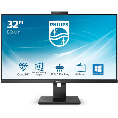 Monitor Profesional Philips 326P1H 31,5 " QHD/Webcam / Multimídia Negro