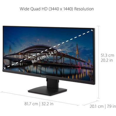 Monitor Viewsonic VA3456-MHDJ LED IPS 34 '' Negro