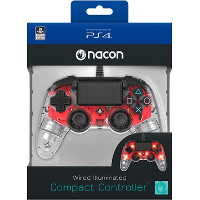 Nacon Compact Controller Illuminated Red Oficial PS4