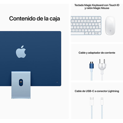 Ordenador Apple iMac 24 '' Retina M1/8GB/256GB SSD Azul 2021 MJ93Y/A