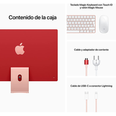 Ordenador Apple iMac 24 '' Retina M1/8GB/256GB SSD Pink 2021 MGPM3Y/A