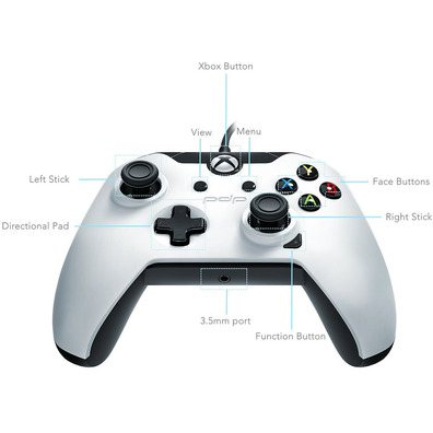 PDP WIRED CONTROLLER ARTIC WHITE (XBOX ONE & WINDOWS) OFICIAL