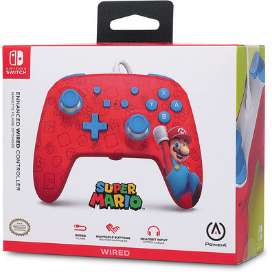 Power A Enhanced Wired Controller Woo-Hoo! Mario (Vermelho)