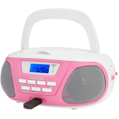 Rádio CD Aiwa Boombox BBTU-300PK Rosa