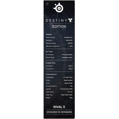 Ratón Steelseries Rival 5 Destiny 2 Edição 18000 DPI