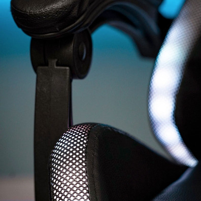 Silla Gaming PowerGaming LED RGB con Reposapiés-Negro