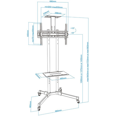 Soporte de suelo con ruedas Tooq FS1470M-B TV/Monitor 37 ''-70' '