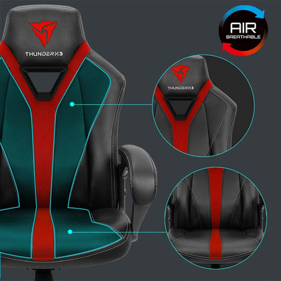 Thunderx3 cadeira gaming yc1 black ciano Vermelho