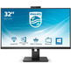 Monitor Profesional Philips 326P1H 31,5 " QHD/Webcam / Multimídia Negro